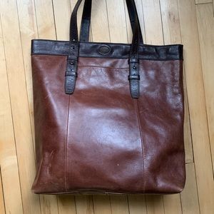 Fossil leather tote